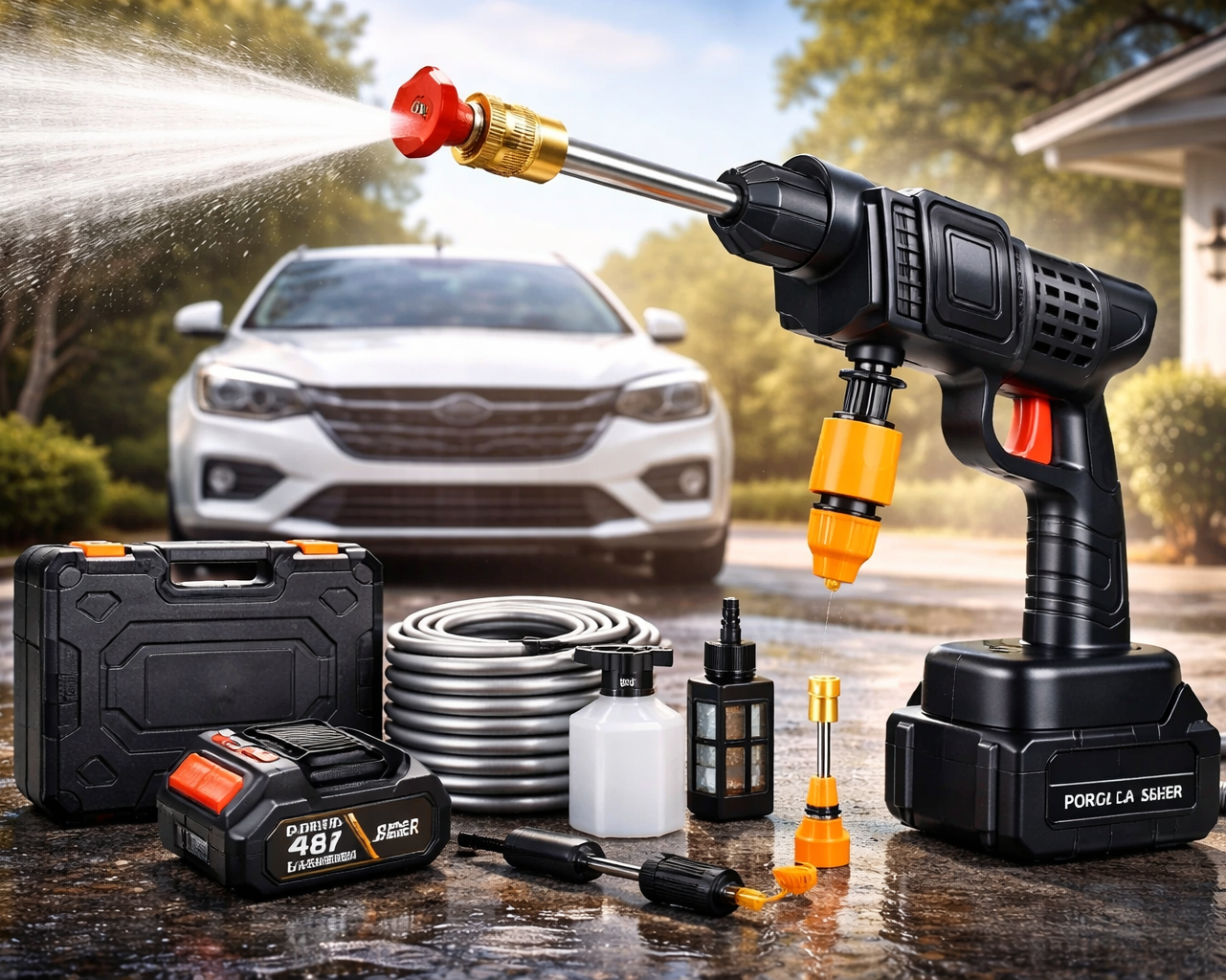 🚿 Hidrolavadora Inalámbrica 48V ⚡ – 464 PSI | Lava tu Carro en Minutos 🧼 | ahorrar dinero 💰