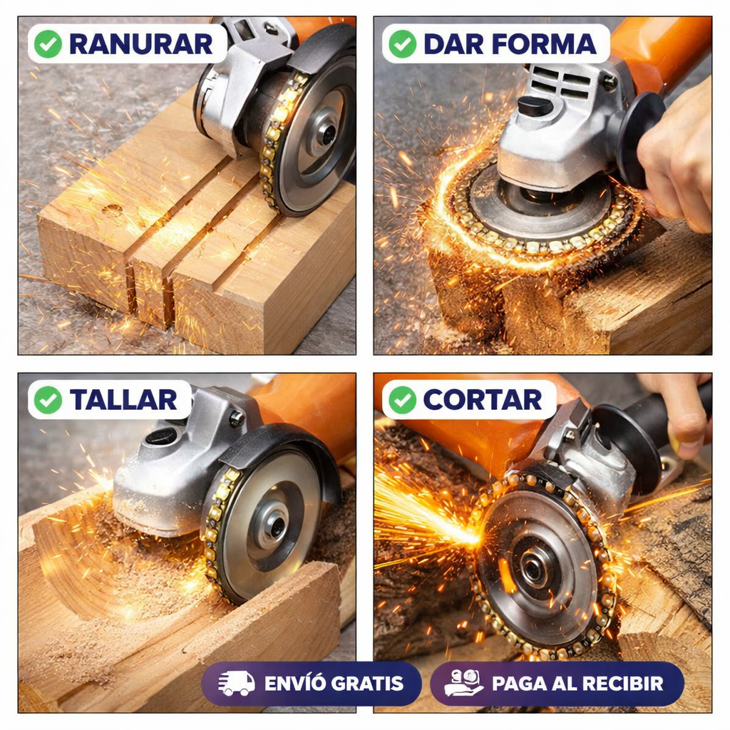 🪵 DISCO PROFESIONAL CON CADENA – Dominio Total del Corte en Madera