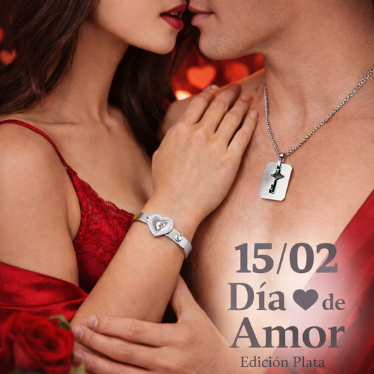 Dúo Romántico para Parejas™ Edición Plata 🤍 - La Llave de Mi Corazón 💘 | Caja de lujo corazón GRATIS 🎁❤️