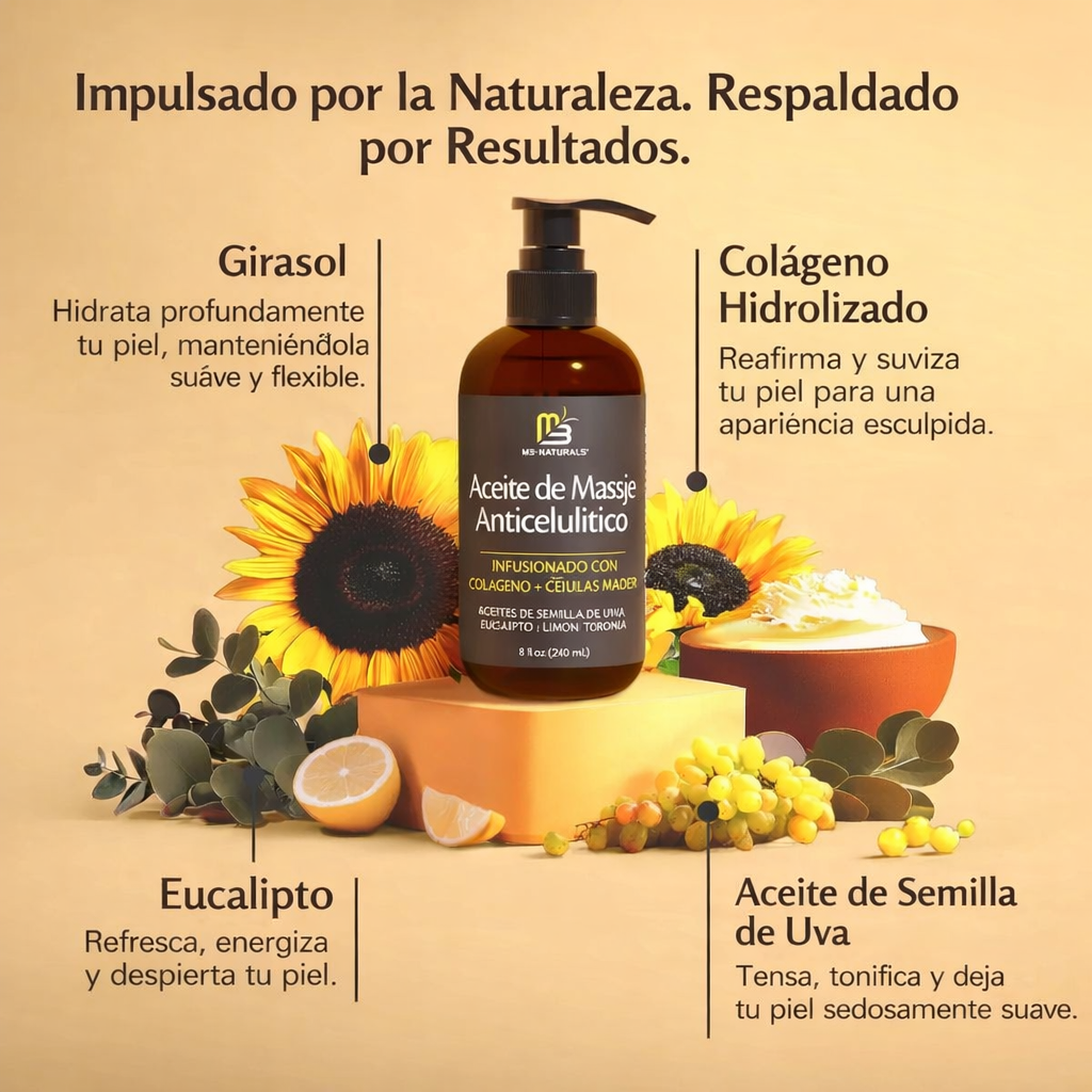 💛 Vuelve a Amar tus Piernas — Aceite de Masaje Anticelulítico, Toronja & Limón (8oz)